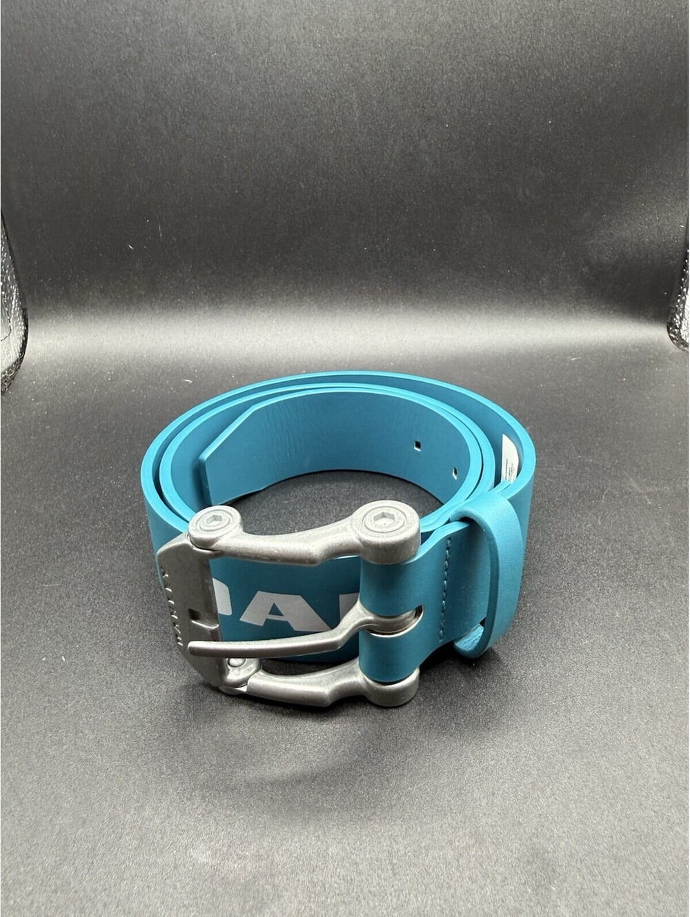 Oakley Ellipse O Metal Buckle Blue Leather Belt One Size